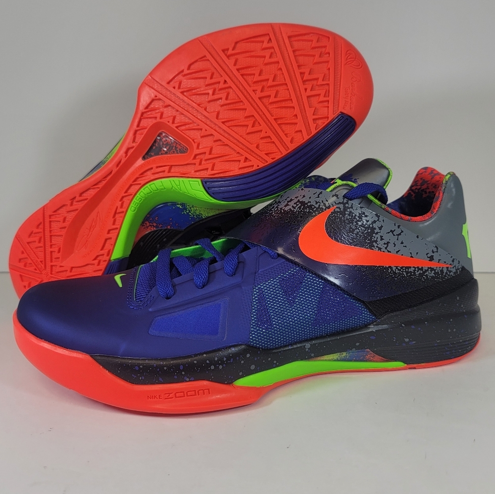 Mens Size Nike Zoom KD 4 Nerf MVP Kevin Durant Blue Basketball Shoes Orange